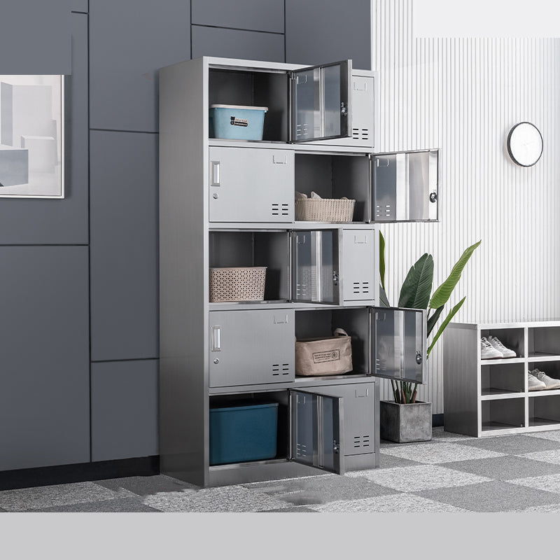 Armoire intérieure en acier contemporain armoire de rangement en argent avec portes à charnière