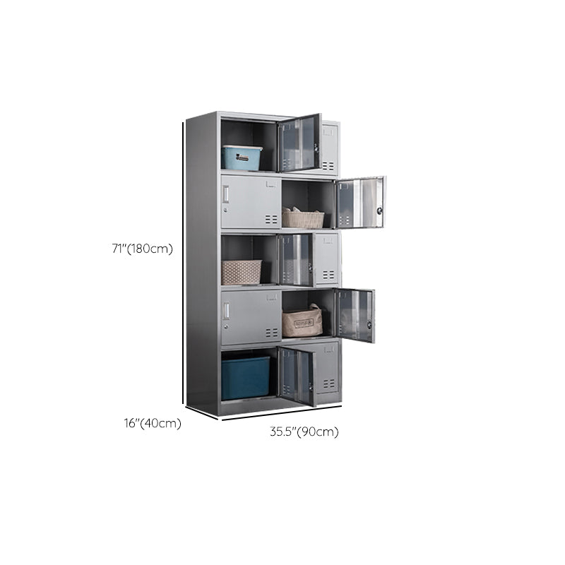 Armoire intérieure en acier contemporain armoire de rangement en argent avec portes à charnière