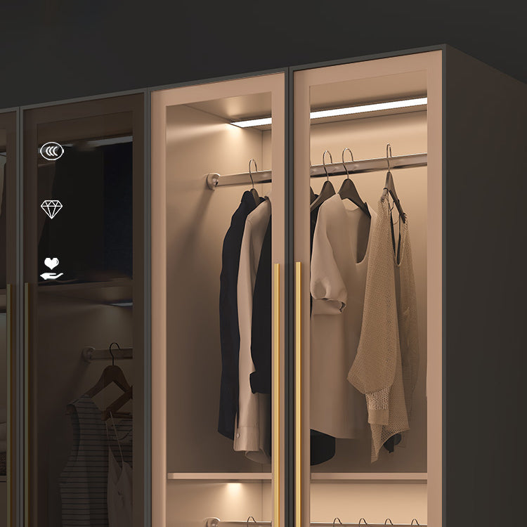 Armadio per armadio in vetro e legno con scaffali armadio moderno del guardaroba