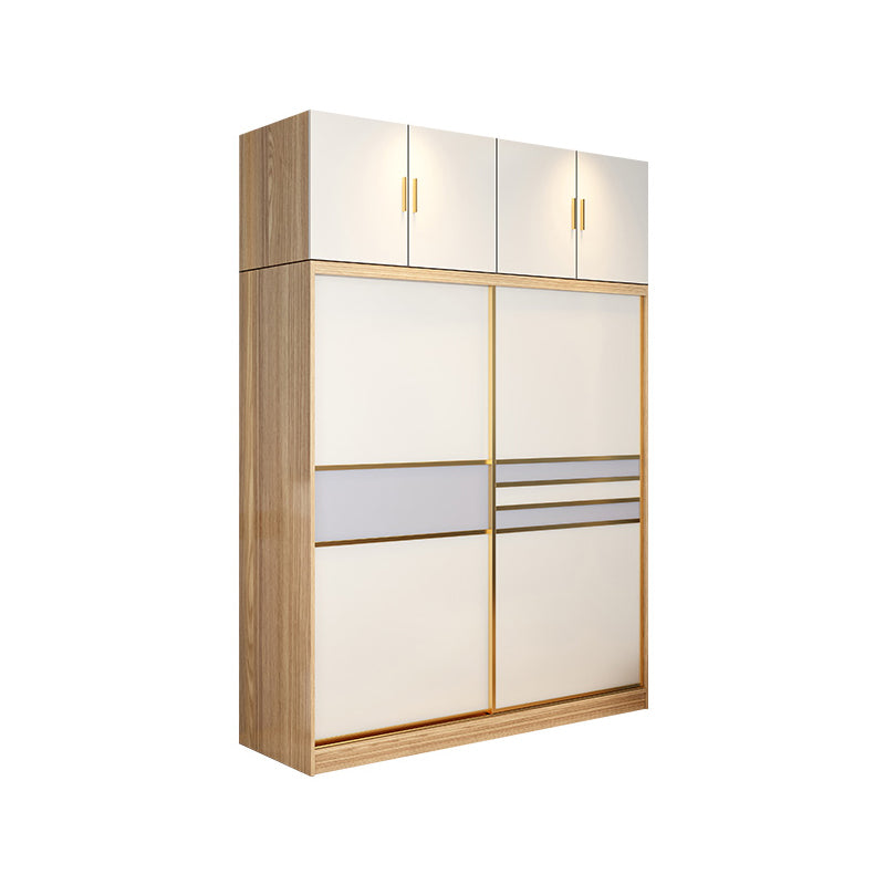Engineered Wood Wardrobe Armoire with Garment Rod Modern Wardrobe Cabinet