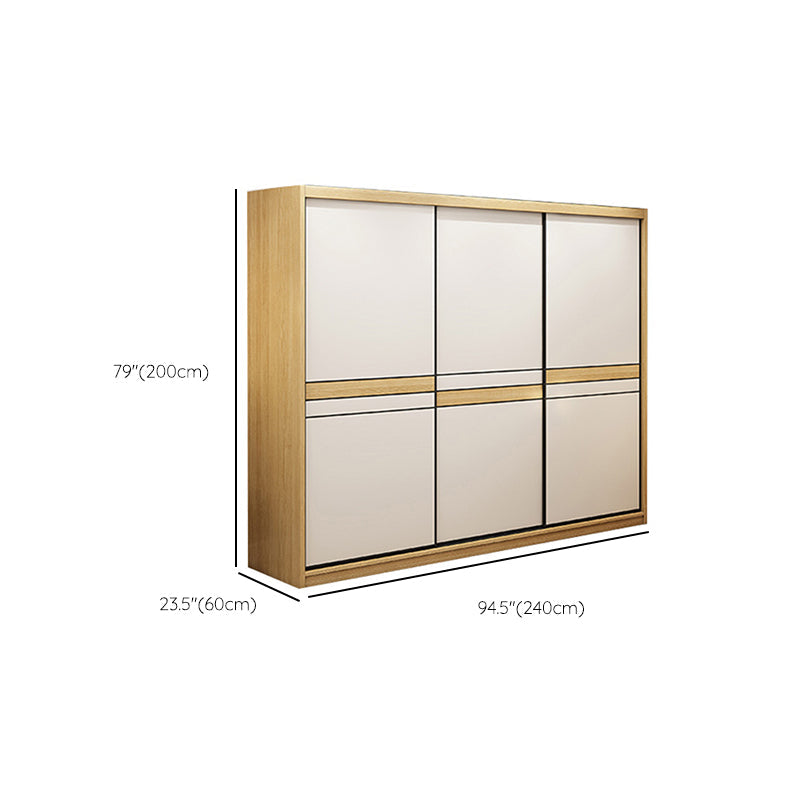 Engineered Wood Wardrobe Armoire with Garment Rod Modern Wardrobe Cabinet