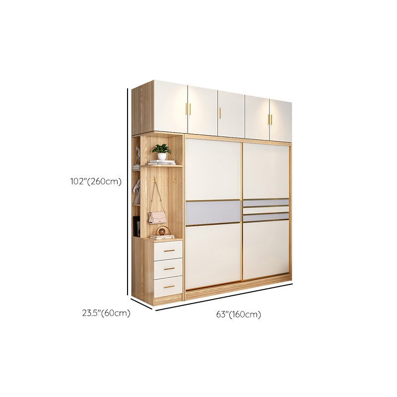 Engineered Wood Wardrobe Armoire with Garment Rod Modern Wardrobe Cabinet