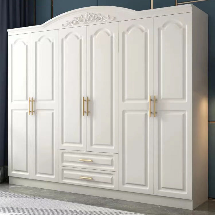 French Country Wardrobe Armoire White Wooden Wardrobe Cabinet 94.5"L x 20"W x 81"H Clearhalo 'Armoires & Wardrobes' 'armoires_wardrobes' 'Bedroom Furniture' 'furn' 'furn_armoires_wardrobes' 'Furniture' 6651348