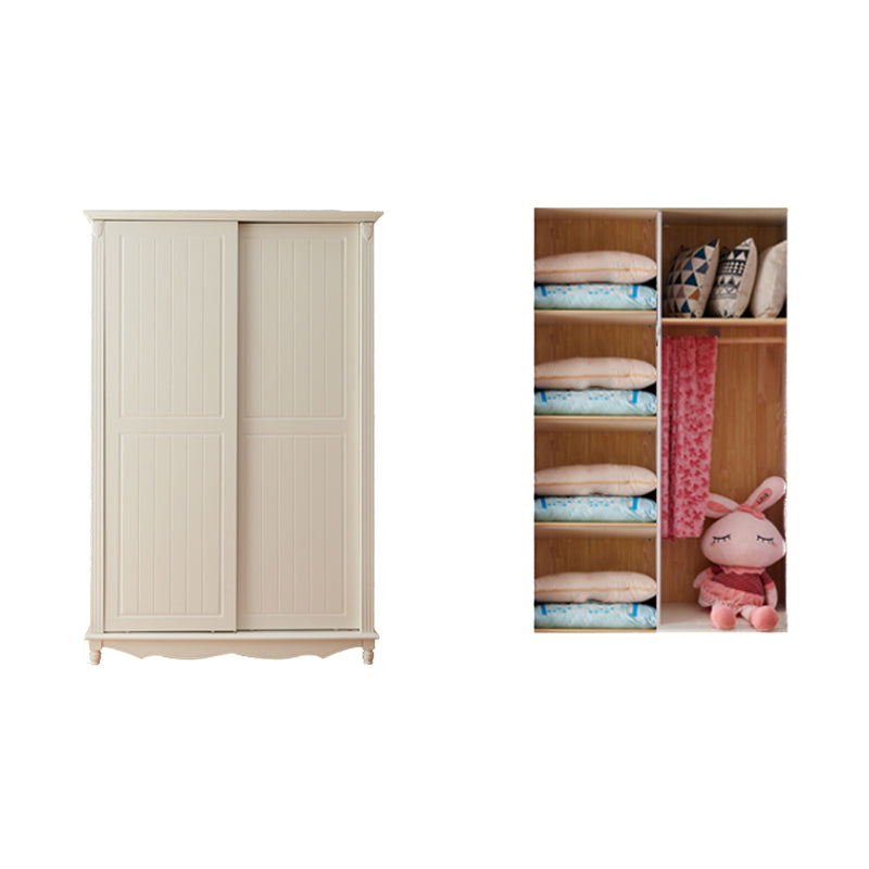 Wooden Wardrobe Cabinet White Wardrobe Closet with Garment Rod