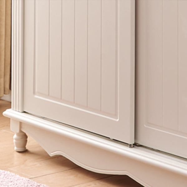 Wooden Wardrobe Cabinet White Wardrobe Closet with Garment Rod