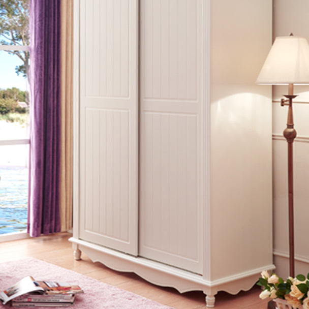 Wooden Wardrobe Cabinet White Wardrobe Closet with Garment Rod