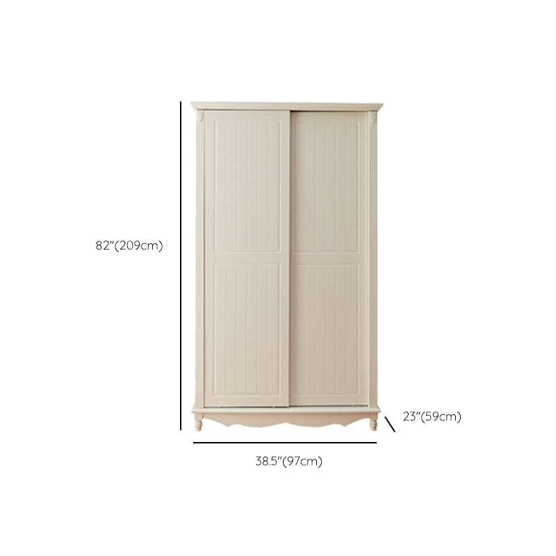 Wooden Wardrobe Cabinet White Wardrobe Closet with Garment Rod