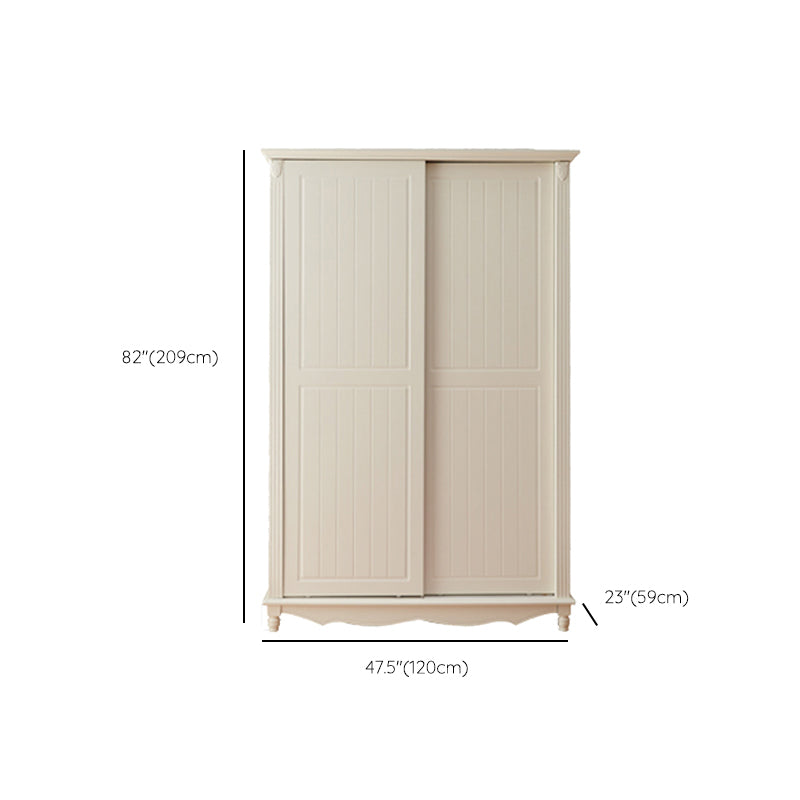 Wooden Wardrobe Cabinet White Wardrobe Closet with Garment Rod