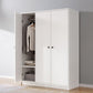 White Wardrobe Armoire with Shelves Engineered Wood Wardrobe Cabinet