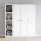 White Wardrobe Armoire with Shelves Engineered Wood Wardrobe Cabinet