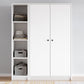White Wardrobe Armoire with Shelves Engineered Wood Wardrobe Cabinet