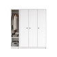 White Wardrobe Armoire with Shelves Engineered Wood Wardrobe Cabinet