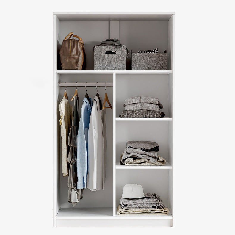 White Wardrobe Armoire with Shelves Engineered Wood Wardrobe Cabinet