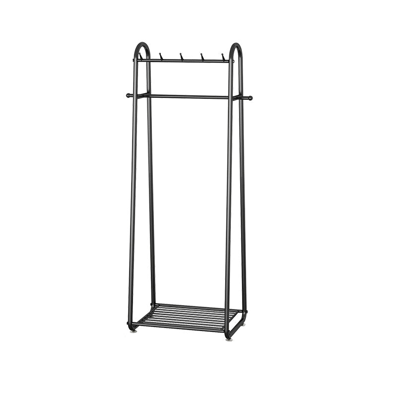 Glam Coat Rack Metal Framed Hanging Rail and Lower Shelf Coat Hanger 23.5"L x 14"W x 68"H Black Clearhalo 'Entry & Mudroom Furniture' 'furn' 'furn_hall_tree_coat_racks' 'Furniture' 'Hall Trees & Coat Racks' 'hall_tree_coat_racks' 6651524