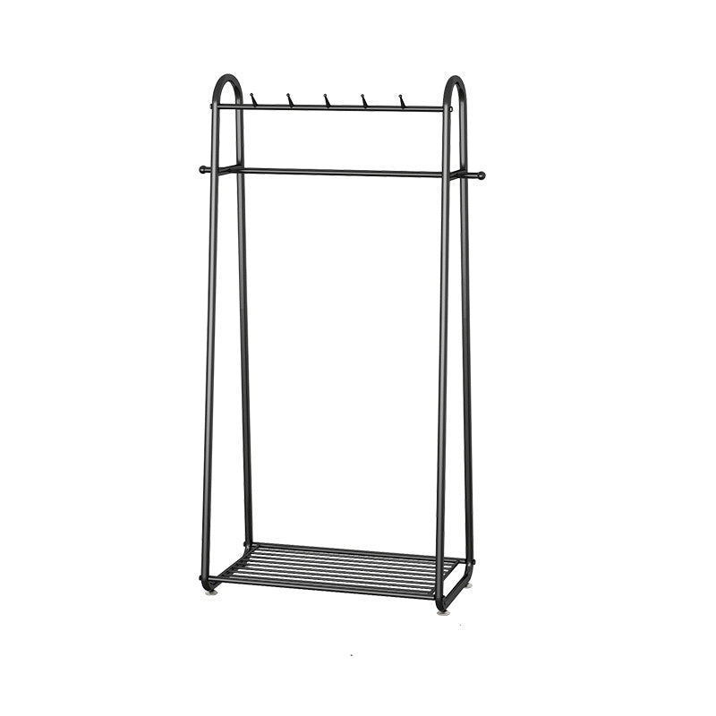 Glam Coat Rack Metal Framed Hanging Rail and Lower Shelf Coat Hanger 31.5"L x 14"W x 68"H Black Clearhalo 'Entry & Mudroom Furniture' 'furn' 'furn_hall_tree_coat_racks' 'Furniture' 'Hall Trees & Coat Racks' 'hall_tree_coat_racks' 6651528