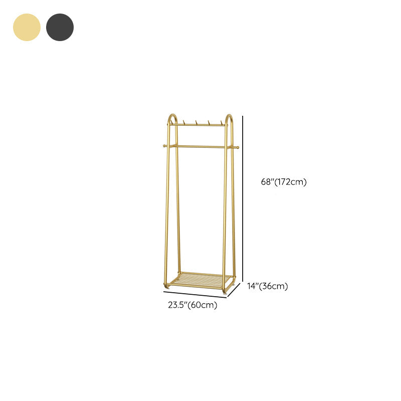Glam Coat Rack Metal Framed Hanging Rail and Lower Shelf Coat Hanger Clearhalo 'Entry & Mudroom Furniture' 'furn' 'furn_hall_tree_coat_racks' 'Furniture' 'Hall Trees & Coat Racks' 'hall_tree_coat_racks' 6651535