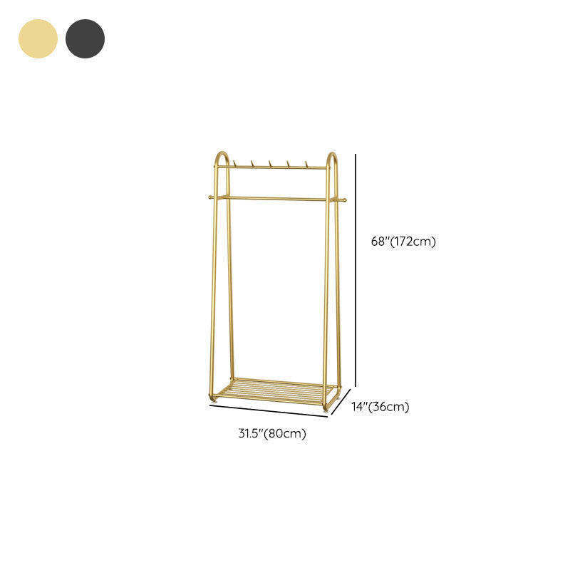 Glam Coat Rack Metal Framed Hanging Rail and Lower Shelf Coat Hanger Clearhalo 'Entry & Mudroom Furniture' 'furn' 'furn_hall_tree_coat_racks' 'Furniture' 'Hall Trees & Coat Racks' 'hall_tree_coat_racks' 6651536