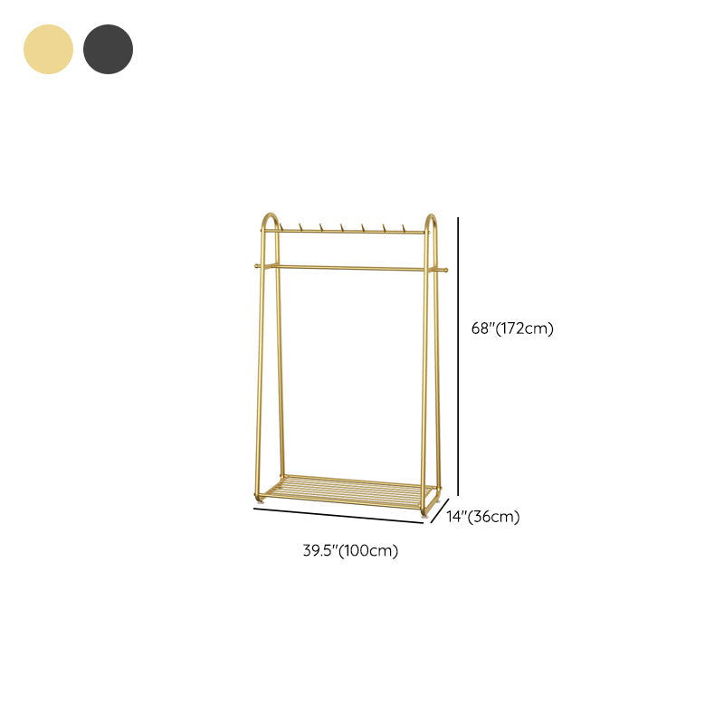 Glam Coat Rack Metal Framed Hanging Rail and Lower Shelf Coat Hanger Clearhalo 'Entry & Mudroom Furniture' 'furn' 'furn_hall_tree_coat_racks' 'Furniture' 'Hall Trees & Coat Racks' 'hall_tree_coat_racks' 6651537