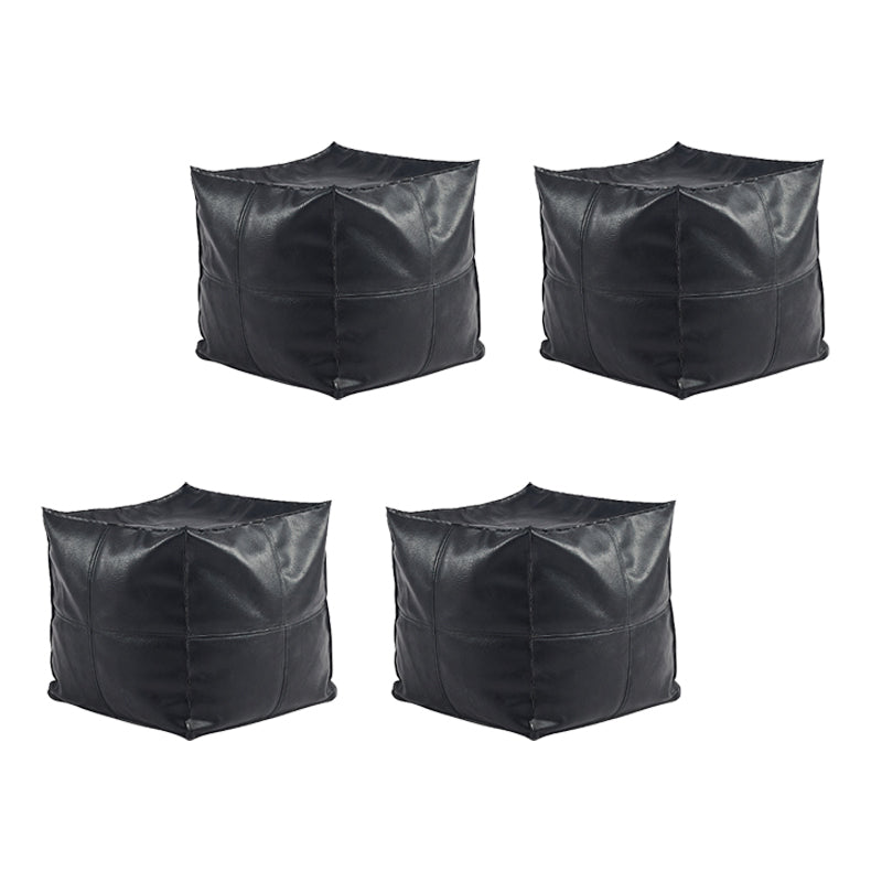 Modern Square Pouf Leather Water Resistant Pouf for Living Room Black 4 Piece Set Clearhalo 'furn' 'furn_ottomans_poufs' 'Furniture' 'Living Room Furniture' 'Ottomans & Poufs' 'ottomans_poufs' 6651695