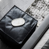 Modern Square Pouf Leather Water Resistant Pouf for Living Room Clearhalo 'furn' 'furn_ottomans_poufs' 'Furniture' 'Living Room Furniture' 'Ottomans & Poufs' 'ottomans_poufs' 6651705