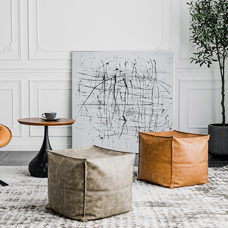 Modern Square Pouf Leather Water Resistant Pouf for Living Room Clearhalo 'furn' 'furn_ottomans_poufs' 'Furniture' 'Living Room Furniture' 'Ottomans & Poufs' 'ottomans_poufs' 6651711