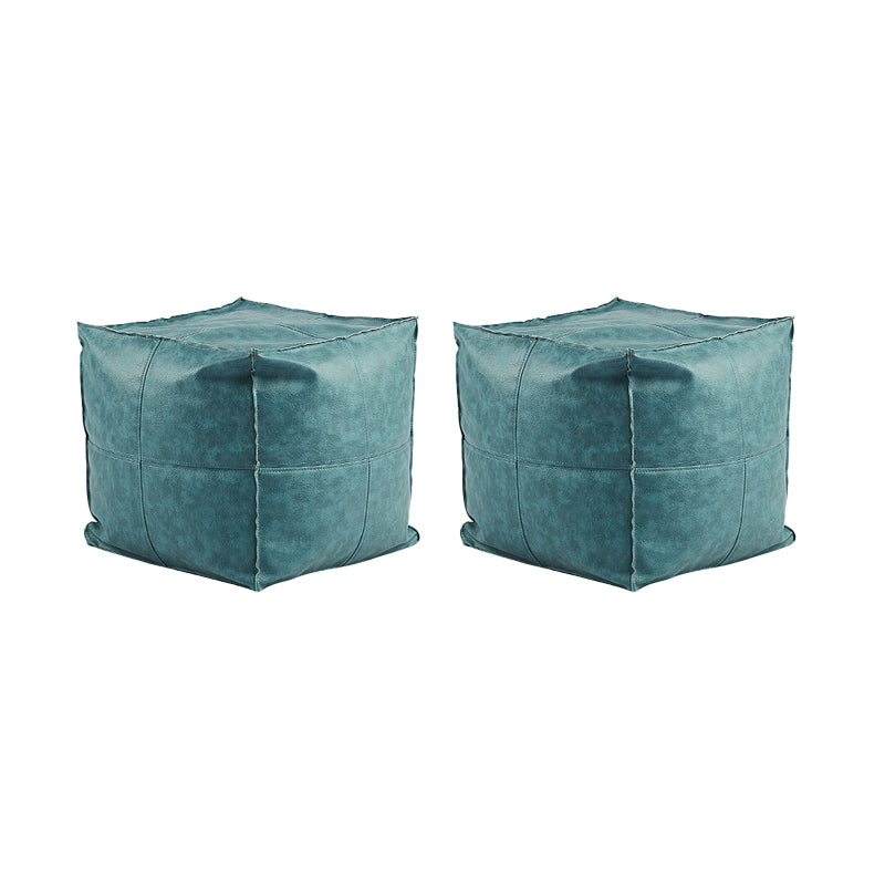Modern Square Pouf Leather Water Resistant Pouf for Living Room Blue 2 Piece Set Clearhalo 'furn' 'furn_ottomans_poufs' 'Furniture' 'Living Room Furniture' 'Ottomans & Poufs' 'ottomans_poufs' 6651715
