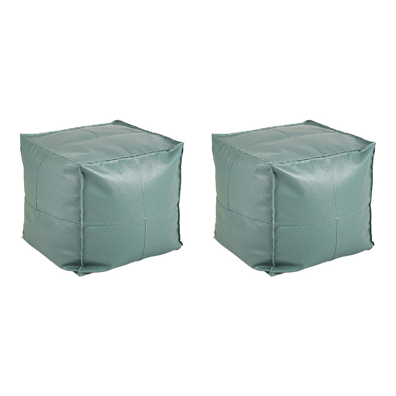 Modern Square Pouf Leather Water Resistant Pouf for Living Room Green 2 Piece Set Clearhalo 'furn' 'furn_ottomans_poufs' 'Furniture' 'Living Room Furniture' 'Ottomans & Poufs' 'ottomans_poufs' 6651718