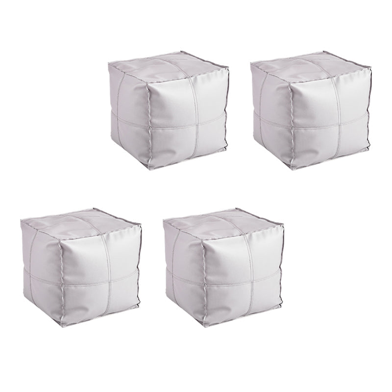 Modern Square Pouf Leather Water Resistant Pouf for Living Room Gray-White 4 Piece Set Clearhalo 'furn' 'furn_ottomans_poufs' 'Furniture' 'Living Room Furniture' 'Ottomans & Poufs' 'ottomans_poufs' 6651722