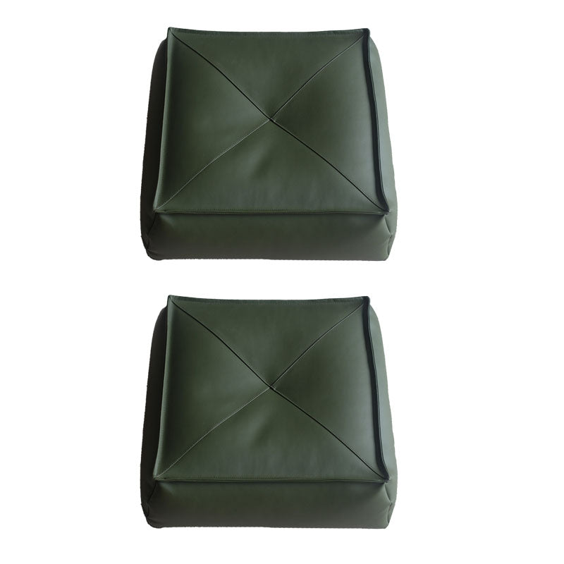 Modern Pouf Ottoman PU Leather Upholstered Solid Color Tear Resistant Square Ottoman Green 2 Piece Set Clearhalo 'furn' 'furn_ottomans_poufs' 'Furniture' 'Living Room Furniture' 'Ottomans & Poufs' 'ottomans_poufs' 6651755