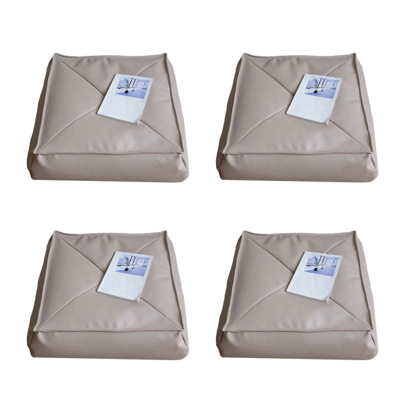 Modern Pouf Ottoman PU Leather Upholstered Solid Color Tear Resistant Square Ottoman Light Gray 4 Piece Set Clearhalo 'furn' 'furn_ottomans_poufs' 'Furniture' 'Living Room Furniture' 'Ottomans & Poufs' 'ottomans_poufs' 6651761