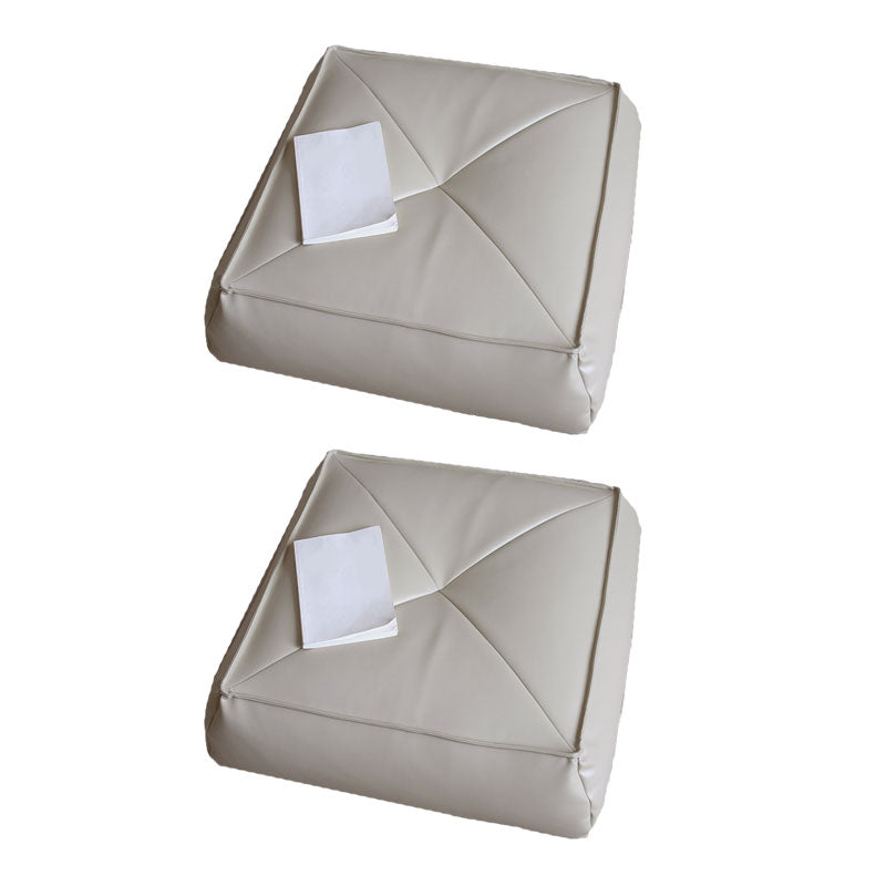 Modern Pouf Ottoman PU Leather Upholstered Solid Color Tear Resistant Square Ottoman Beige 2 Piece Set Clearhalo 'furn' 'furn_ottomans_poufs' 'Furniture' 'Living Room Furniture' 'Ottomans & Poufs' 'ottomans_poufs' 6651766