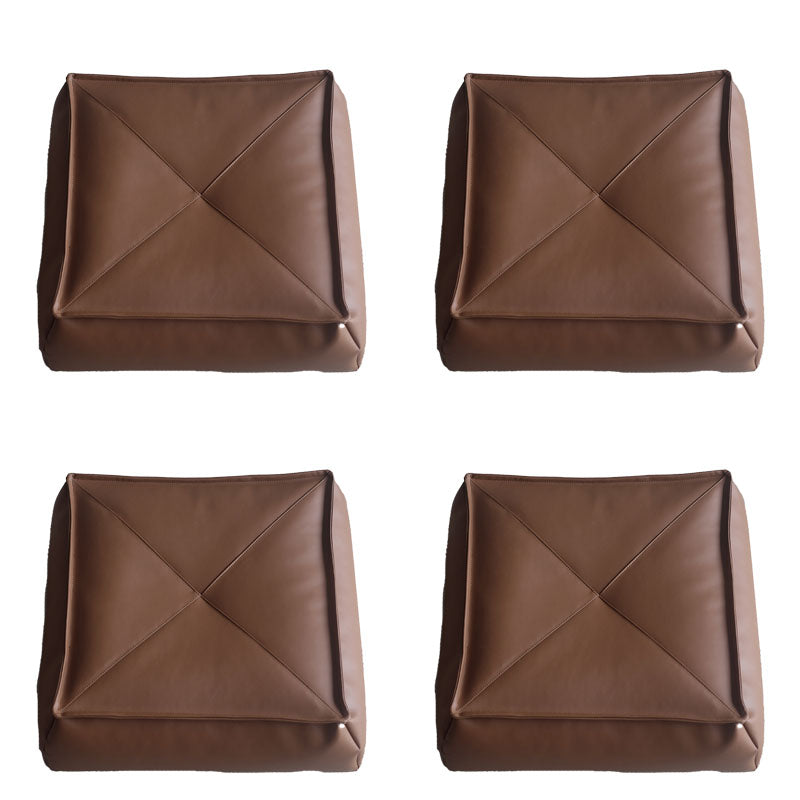 Modern Pouf Ottoman PU Leather Upholstered Solid Color Tear Resistant Square Ottoman Brown 4 Piece Set Clearhalo 'furn' 'furn_ottomans_poufs' 'Furniture' 'Living Room Furniture' 'Ottomans & Poufs' 'ottomans_poufs' 6651769