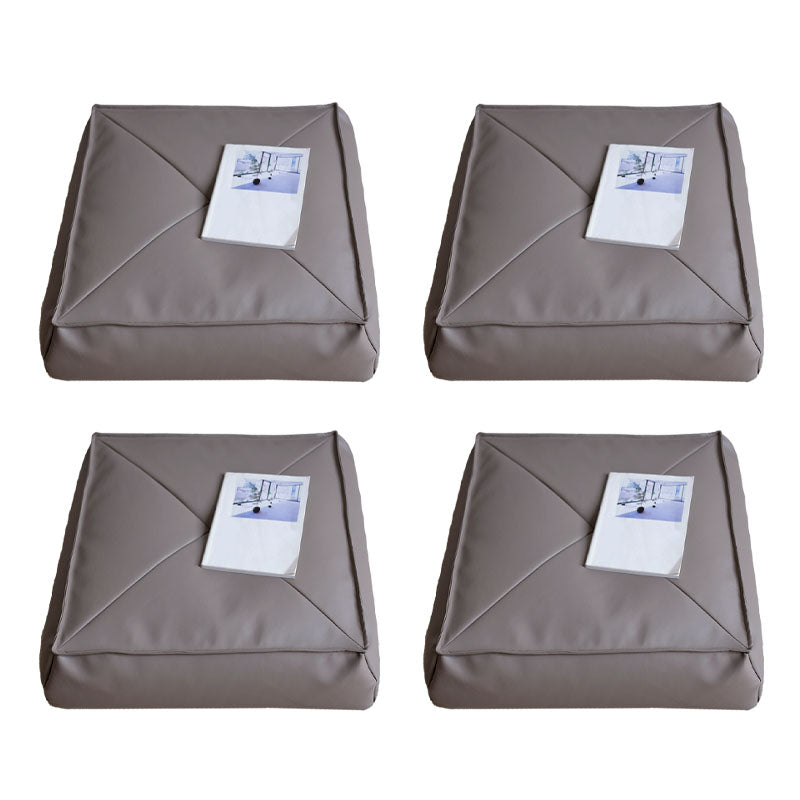 Modern Pouf Ottoman PU Leather Upholstered Solid Color Tear Resistant Square Ottoman Light Grey 4 Piece Set Clearhalo 'furn' 'furn_ottomans_poufs' 'Furniture' 'Living Room Furniture' 'Ottomans & Poufs' 'ottomans_poufs' 6651771