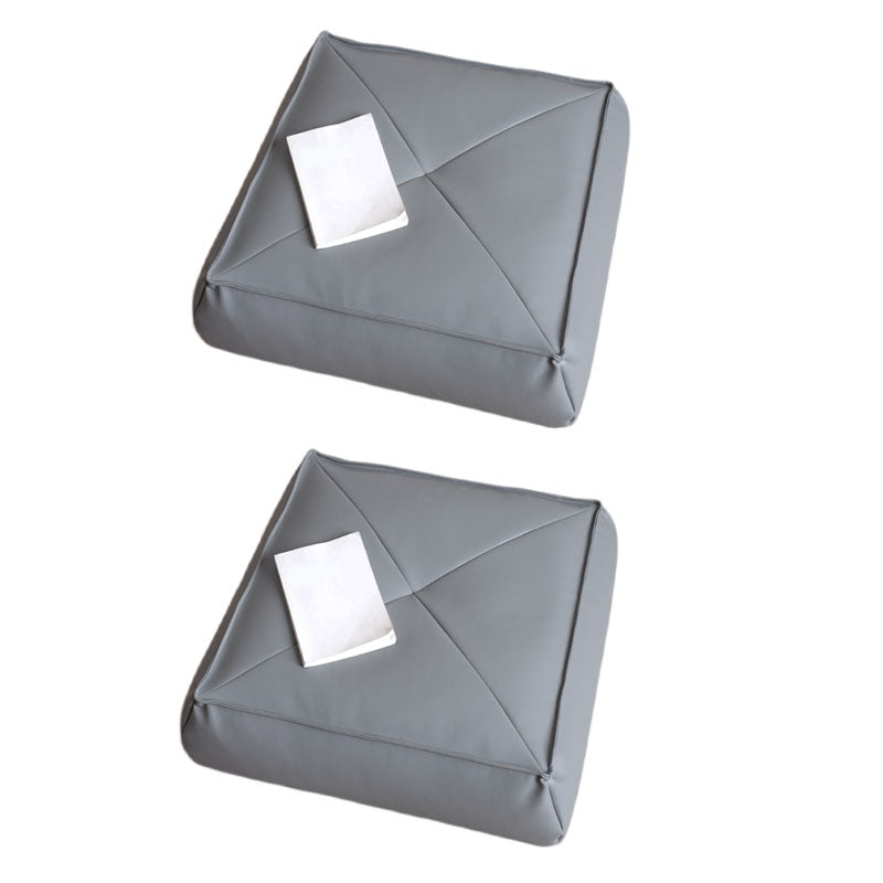 Modern Pouf Ottoman PU Leather Upholstered Solid Color Tear Resistant Square Ottoman Gray 2 Piece Set Clearhalo 'furn' 'furn_ottomans_poufs' 'Furniture' 'Living Room Furniture' 'Ottomans & Poufs' 'ottomans_poufs' 6651772