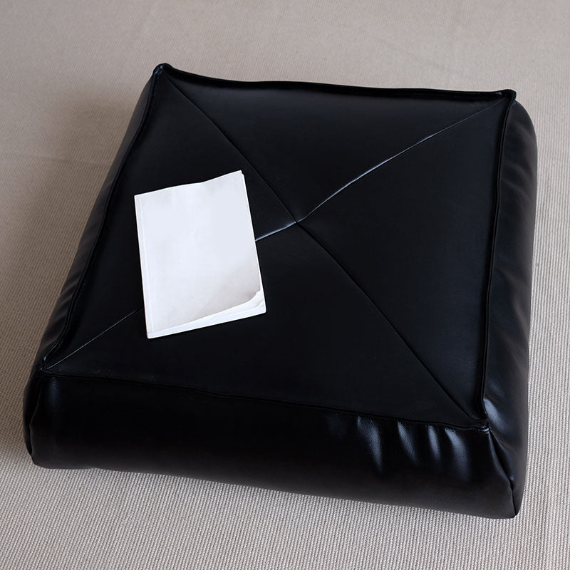Modern Pouf Ottoman PU Leather Upholstered Solid Color Tear Resistant Square Ottoman Black 1 Piece Clearhalo 'furn' 'furn_ottomans_poufs' 'Furniture' 'Living Room Furniture' 'Ottomans & Poufs' 'ottomans_poufs' 6651778