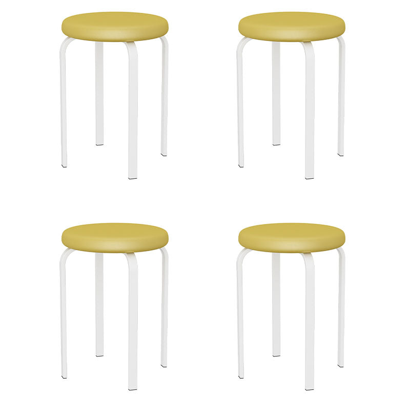 Modern Round Standard Solid Color Water Resistant Standard for Home Decor Light Yellow 4 Piece Set Clearhalo 'furn' 'furn_ottomans_poufs' 'Furniture' 'Living Room Furniture' 'Ottomans & Poufs' 'ottomans_poufs' 6651856