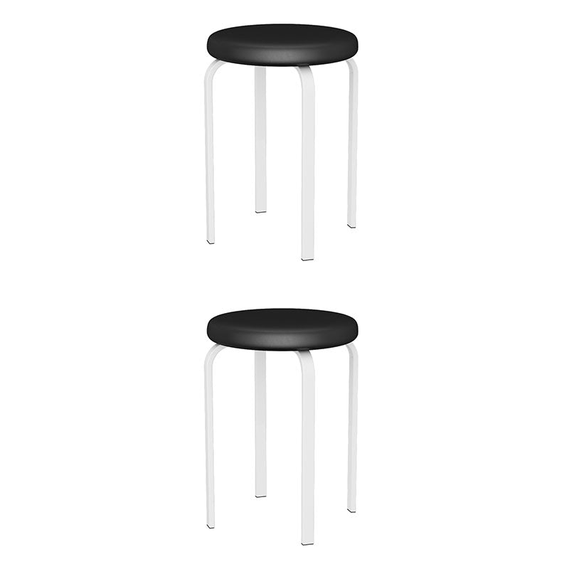 Modern Round Standard Solid Color Water Resistant Standard for Home Decor Matte Black 2 Piece Set Clearhalo 'furn' 'furn_ottomans_poufs' 'Furniture' 'Living Room Furniture' 'Ottomans & Poufs' 'ottomans_poufs' 6651858