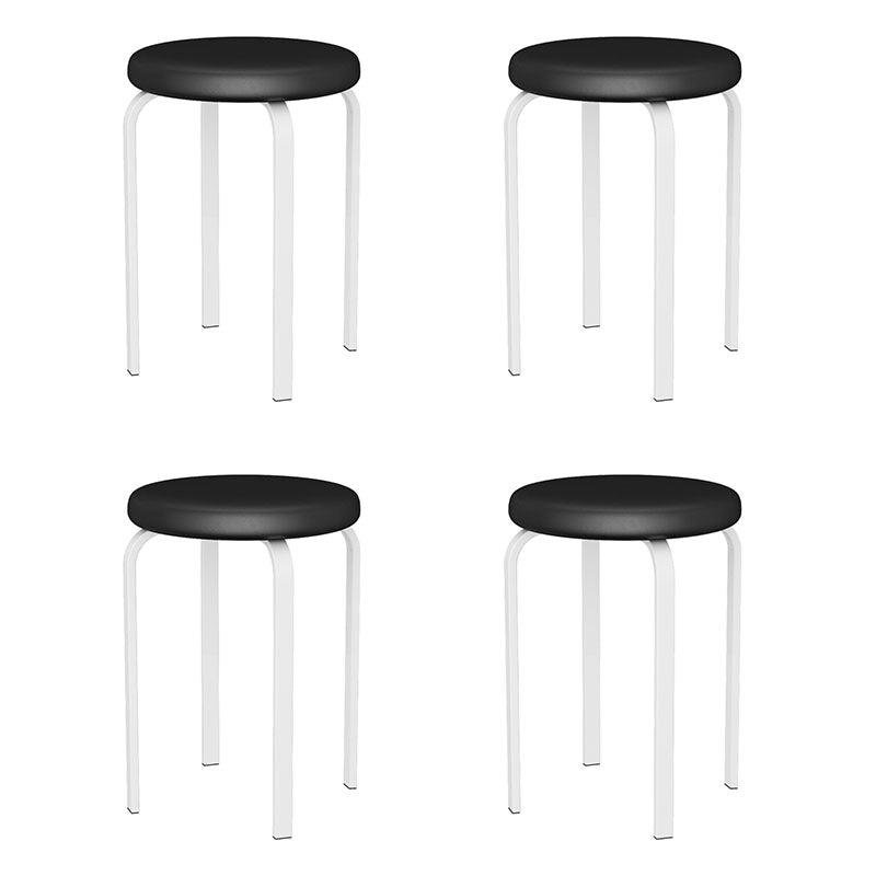 Modern Round Standard Solid Color Water Resistant Standard for Home Decor Matte Black 4 Piece Set Clearhalo 'furn' 'furn_ottomans_poufs' 'Furniture' 'Living Room Furniture' 'Ottomans & Poufs' 'ottomans_poufs' 6651859