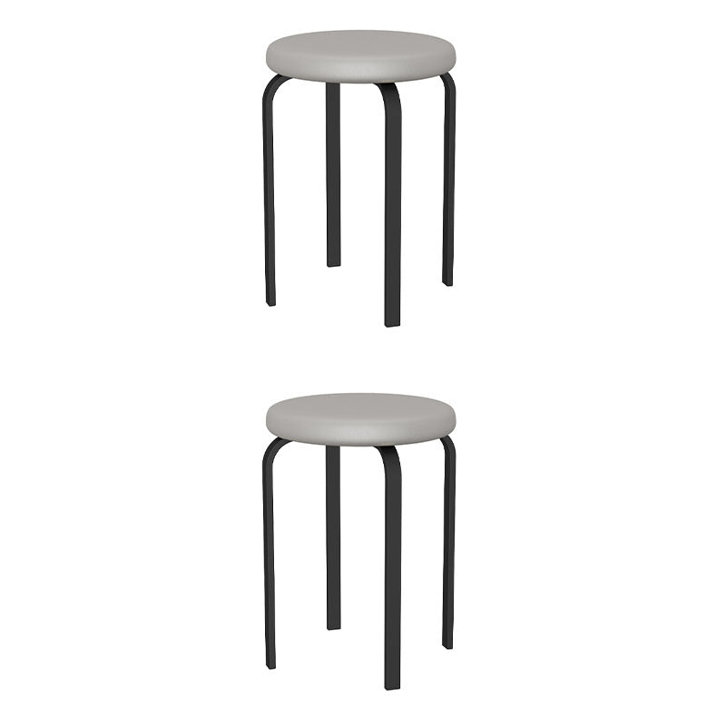 Modern Round Standard Solid Color Water Resistant Standard for Home Decor Dark Gray 2 Piece Set Clearhalo 'furn' 'furn_ottomans_poufs' 'Furniture' 'Living Room Furniture' 'Ottomans & Poufs' 'ottomans_poufs' 6651862