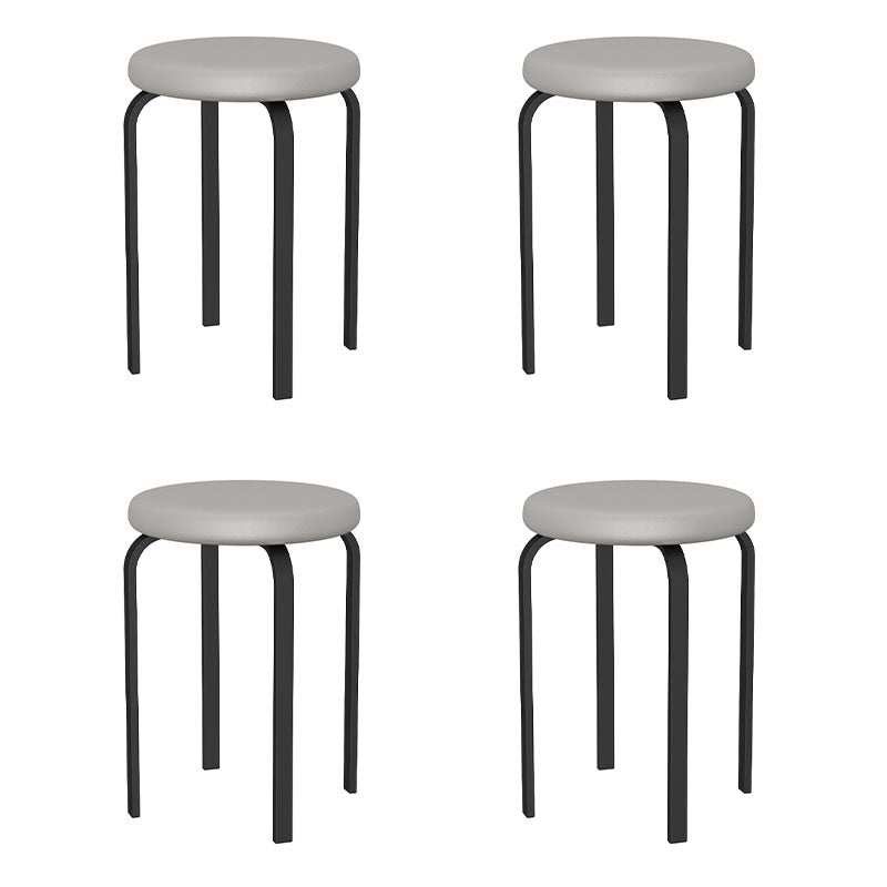 Modern Round Standard Solid Color Water Resistant Standard for Home Decor Dark Gray 4 Piece Set Clearhalo 'furn' 'furn_ottomans_poufs' 'Furniture' 'Living Room Furniture' 'Ottomans & Poufs' 'ottomans_poufs' 6651863