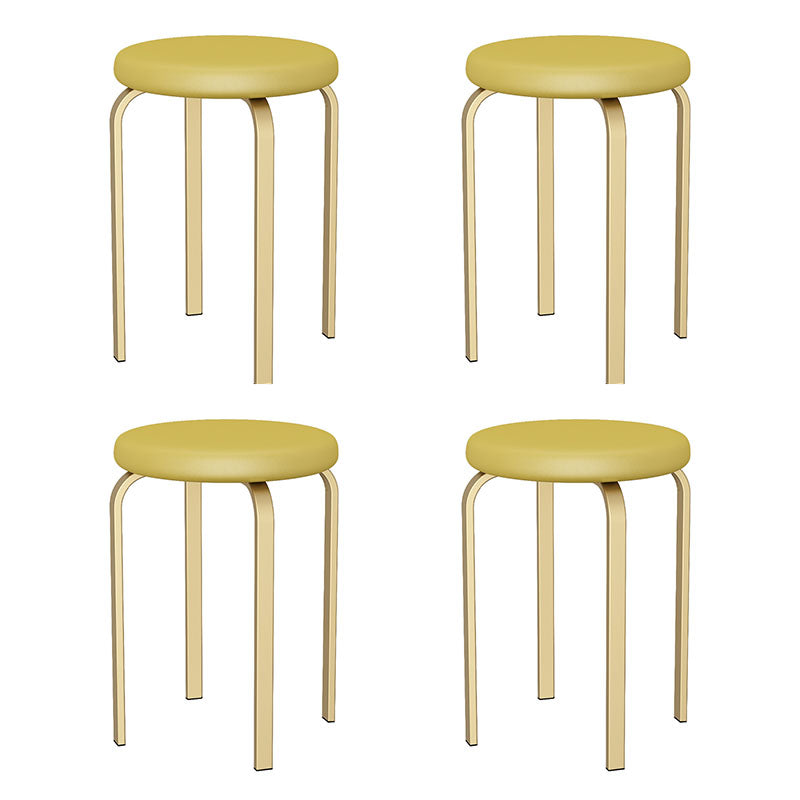 Modern Round Standard Solid Color Water Resistant Standard for Home Decor Yellow 4 Piece Set Clearhalo 'furn' 'furn_ottomans_poufs' 'Furniture' 'Living Room Furniture' 'Ottomans & Poufs' 'ottomans_poufs' 6651867