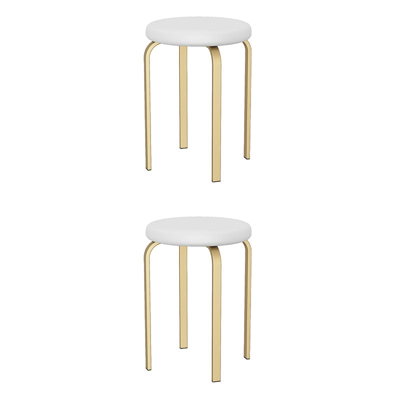 Modern Round Standard Solid Color Water Resistant Standard for Home Decor Textured White 2 Piece Set Clearhalo 'furn' 'furn_ottomans_poufs' 'Furniture' 'Living Room Furniture' 'Ottomans & Poufs' 'ottomans_poufs' 6651868