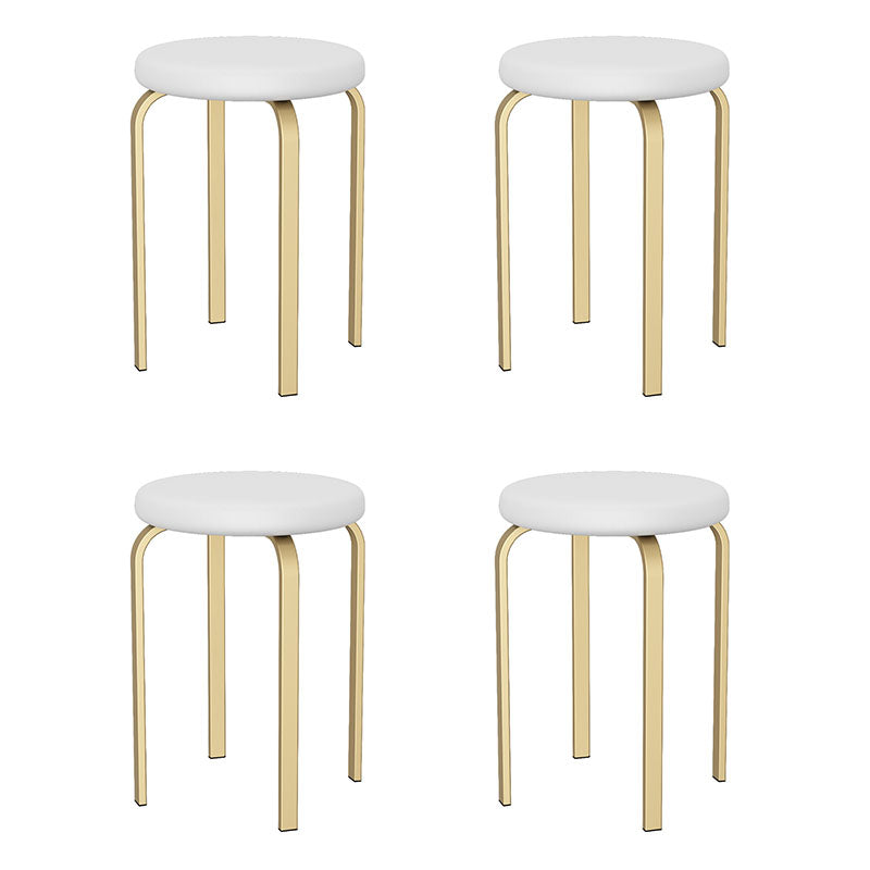 Modern Round Standard Solid Color Water Resistant Standard for Home Decor Textured White 4 Piece Set Clearhalo 'furn' 'furn_ottomans_poufs' 'Furniture' 'Living Room Furniture' 'Ottomans & Poufs' 'ottomans_poufs' 6651869