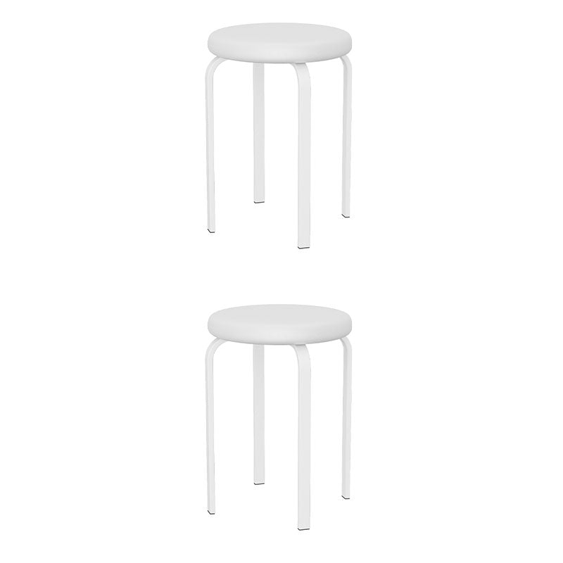 Modern Round Standard Solid Color Water Resistant Standard for Home Decor Gloss White 2 Piece Set Clearhalo 'furn' 'furn_ottomans_poufs' 'Furniture' 'Living Room Furniture' 'Ottomans & Poufs' 'ottomans_poufs' 6651872