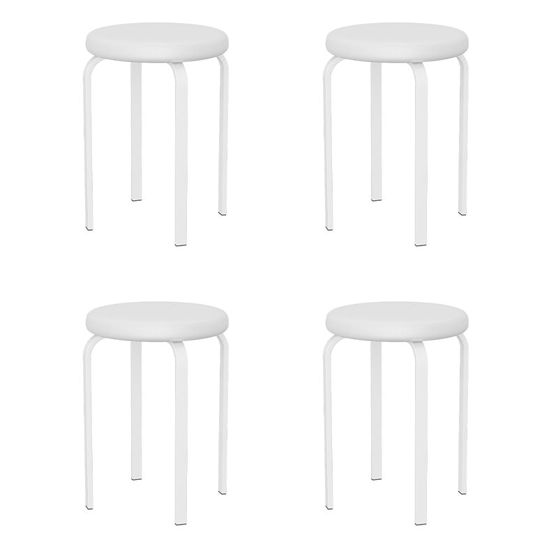 Modern Round Standard Solid Color Water Resistant Standard for Home Decor Gloss White 4 Piece Set Clearhalo 'furn' 'furn_ottomans_poufs' 'Furniture' 'Living Room Furniture' 'Ottomans & Poufs' 'ottomans_poufs' 6651873