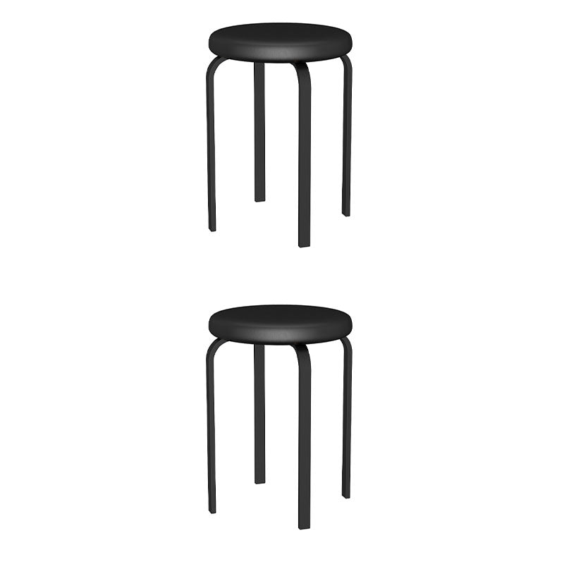 Modern Round Standard Solid Color Water Resistant Standard for Home Decor Black 2 Piece Set Clearhalo 'furn' 'furn_ottomans_poufs' 'Furniture' 'Living Room Furniture' 'Ottomans & Poufs' 'ottomans_poufs' 6651874