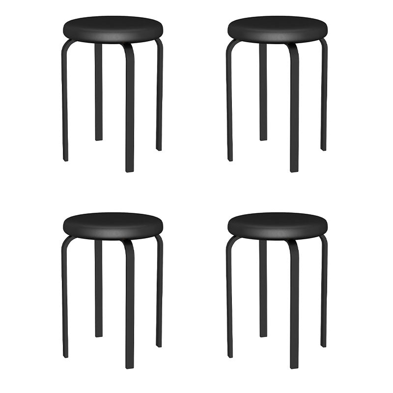 Modern Round Standard Solid Color Water Resistant Standard for Home Decor Black 4 Piece Set Clearhalo 'furn' 'furn_ottomans_poufs' 'Furniture' 'Living Room Furniture' 'Ottomans & Poufs' 'ottomans_poufs' 6651875