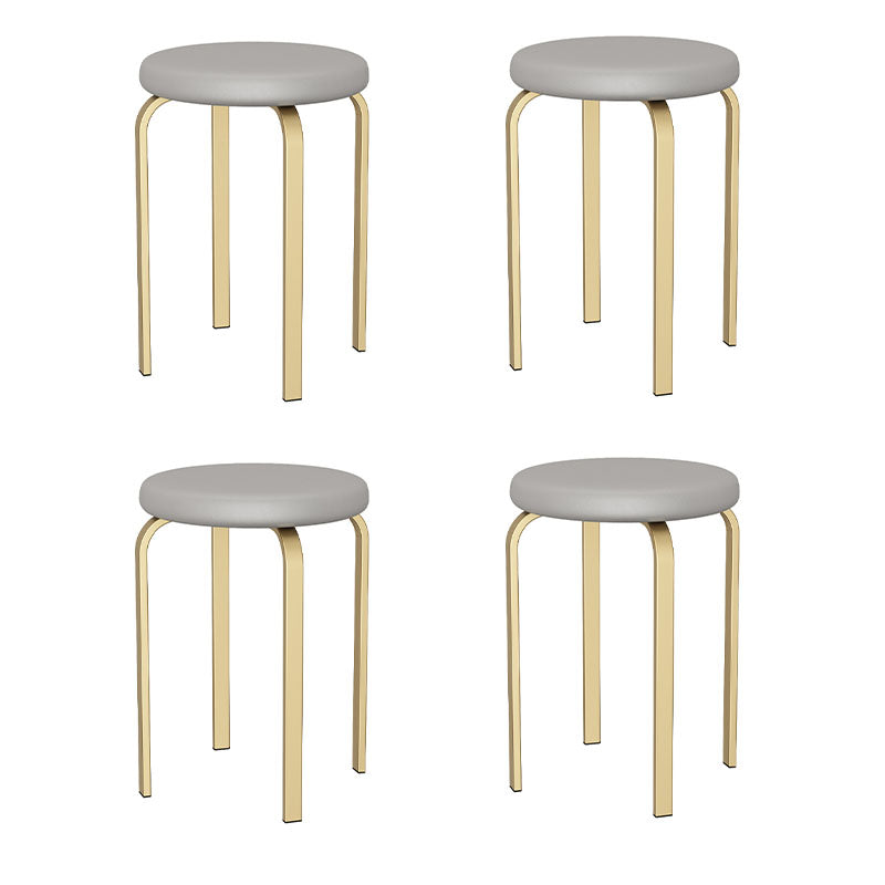 Modern Round Standard Solid Color Water Resistant Standard for Home Decor Grey 4 Piece Set Clearhalo 'furn' 'furn_ottomans_poufs' 'Furniture' 'Living Room Furniture' 'Ottomans & Poufs' 'ottomans_poufs' 6651877