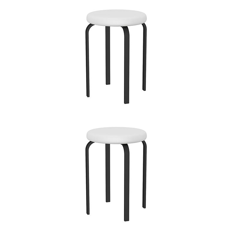 Modern Round Standard Solid Color Water Resistant Standard for Home Decor White 2 Piece Set Clearhalo 'furn' 'furn_ottomans_poufs' 'Furniture' 'Living Room Furniture' 'Ottomans & Poufs' 'ottomans_poufs' 6651878