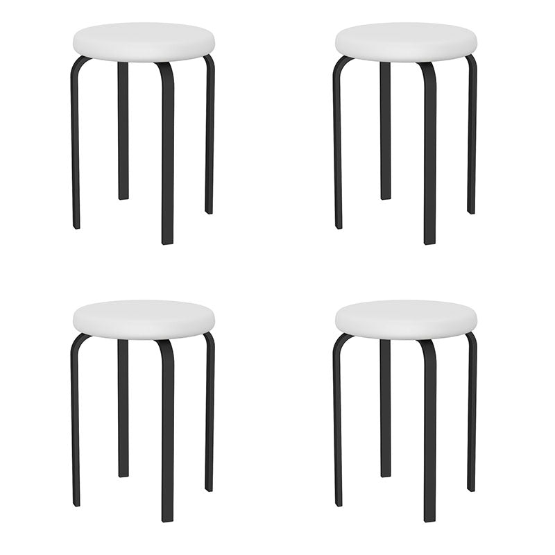 Modern Round Standard Solid Color Water Resistant Standard for Home Decor White 4 Piece Set Clearhalo 'furn' 'furn_ottomans_poufs' 'Furniture' 'Living Room Furniture' 'Ottomans & Poufs' 'ottomans_poufs' 6651879